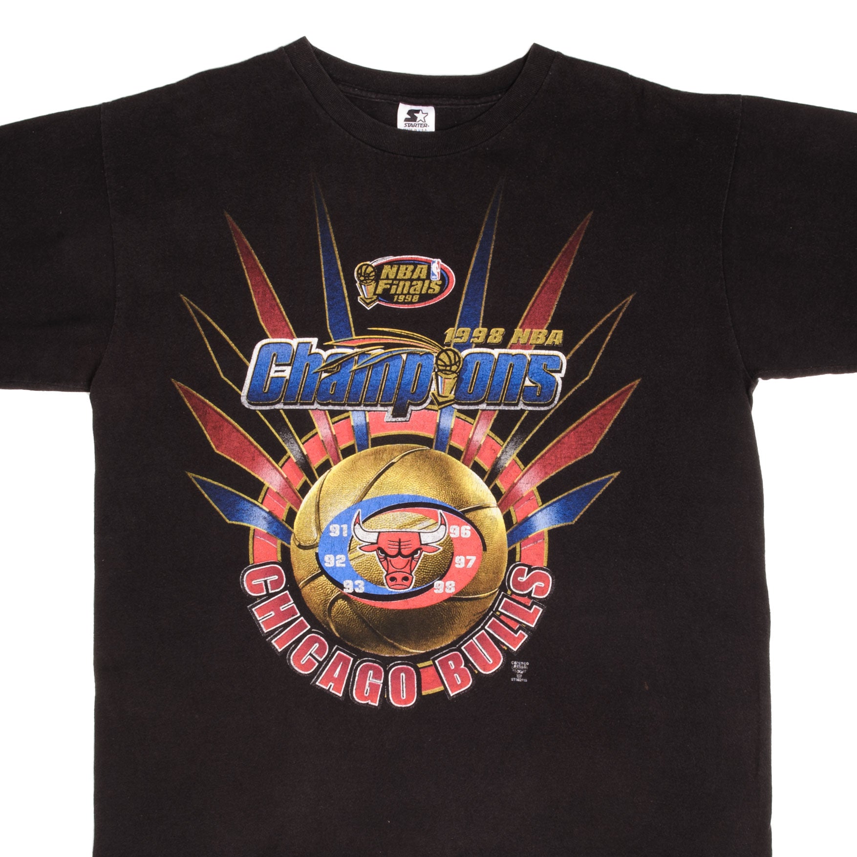 VINTAGE NBA CHICAGO BULLS 1998 CHAMPIONS TEE SHIRT SIZE LARGE MADE IN USA