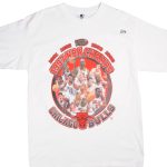VINTAGE DEASTOCK NBA CHICAGO BULLS 1997 CHAMPIONS TEE SHIRT LARGE MADE USA