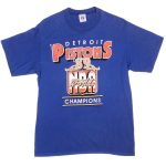 VINTAGE NBA DETROIT PISTONS WORLD CHAMPIONS TEE SHIRT 1989 MEDIUM MADE IN USA