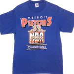 VINTAGE NBA DETROIT PISTONS WORLD CHAMPIONS TEE SHIRT 1989 MEDIUM MADE IN USA