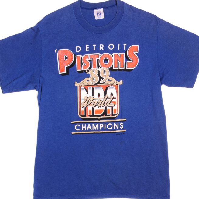 VINTAGE NBA DETROIT PISTONS WORLD CHAMPIONS TEE SHIRT 1989 MEDIUM MADE IN USA