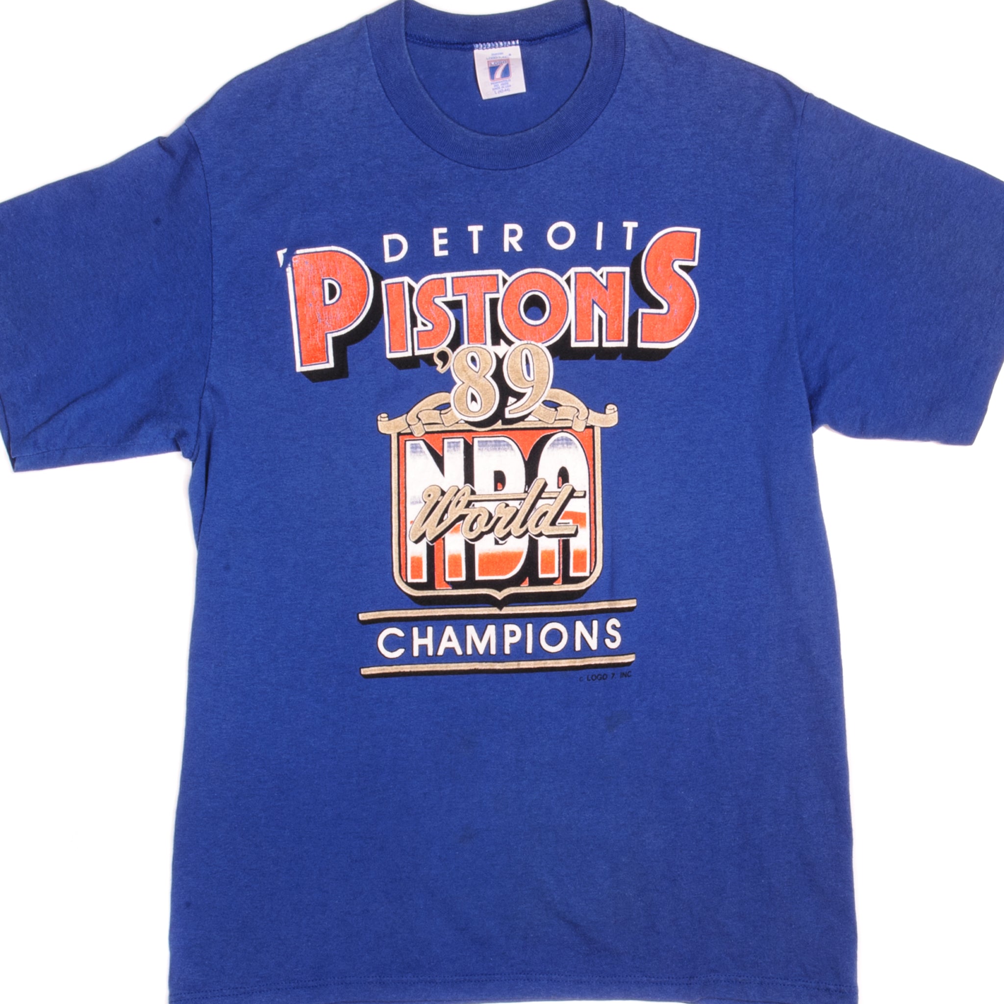 VINTAGE NBA DETROIT PISTONS WORLD CHAMPIONS TEE SHIRT 1989 MEDIUM MADE IN USA