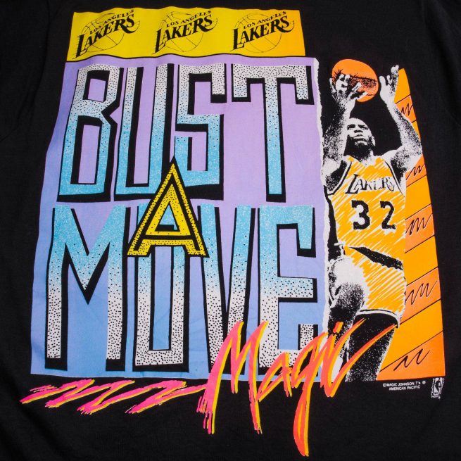 VINTAGE NBA LA LAKERS MAGIC JOHNSON TEE SHIRT 1990S MEDIUM MADE IN USA